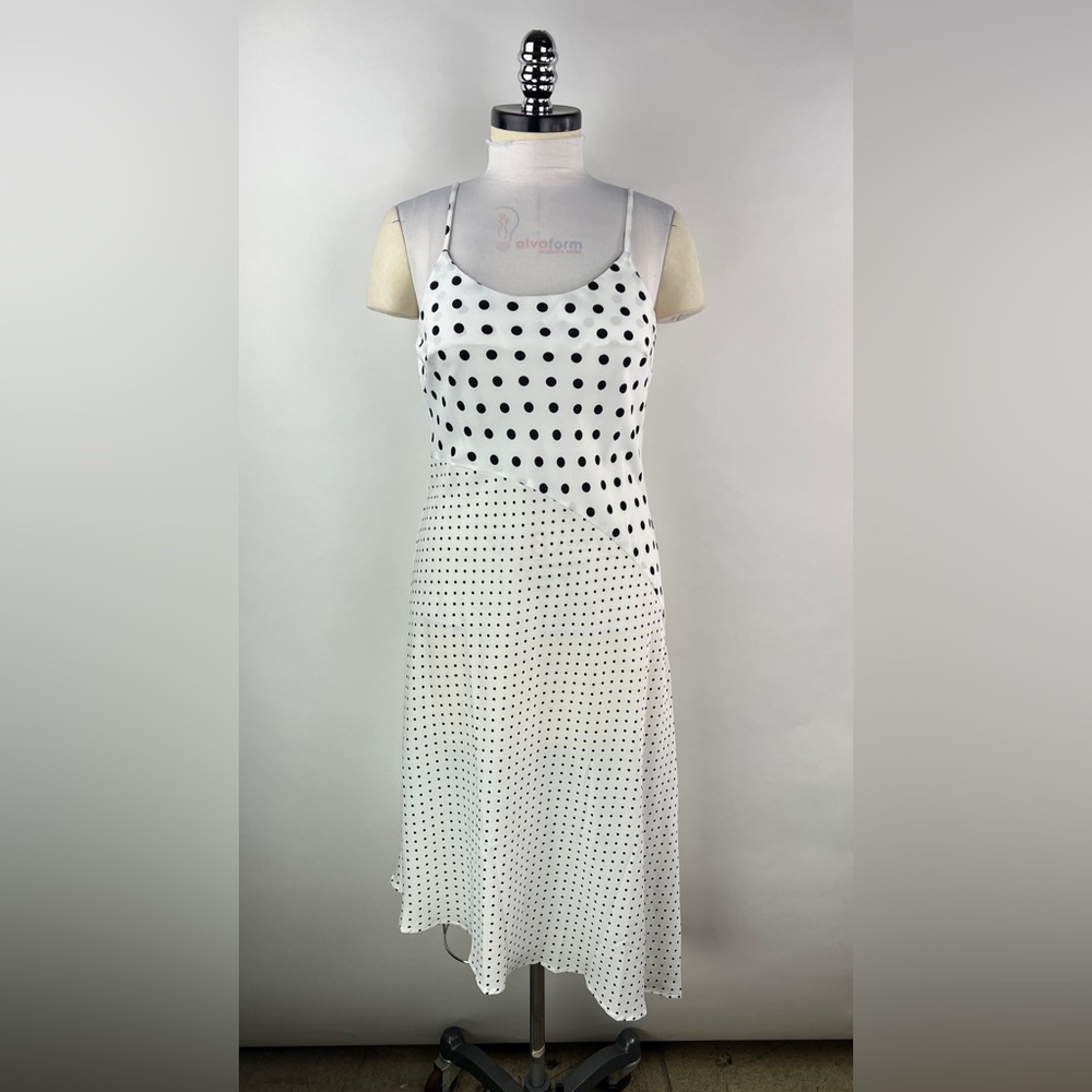 💚 3168. Asymmetrical Polkadot Slip Dress